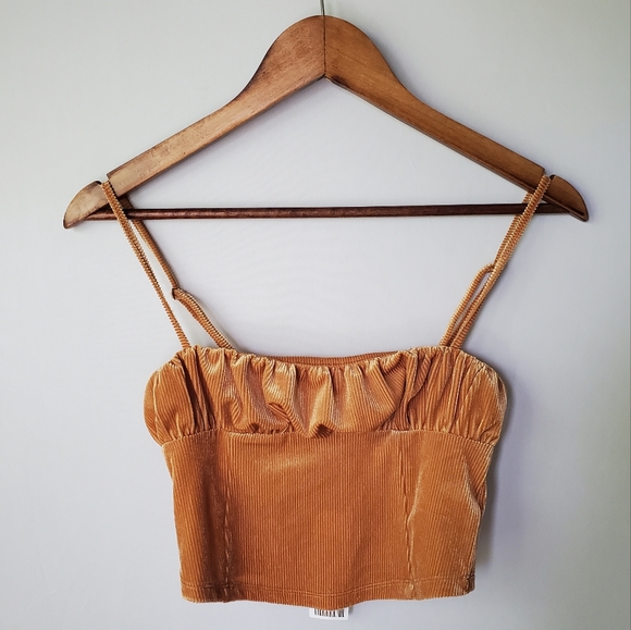 Urban Outfitters Tops - Urban Outfitters Brown Velvet Crop size M